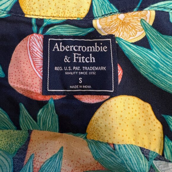 Abercrombie & Fitch Citrus Fruit Short Sleeve Button Down Cotton Shirt Size S - Picture 5 of 8